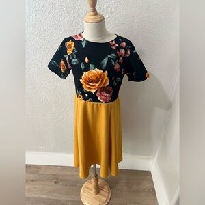 Floral Black and Yellow Kids Dress